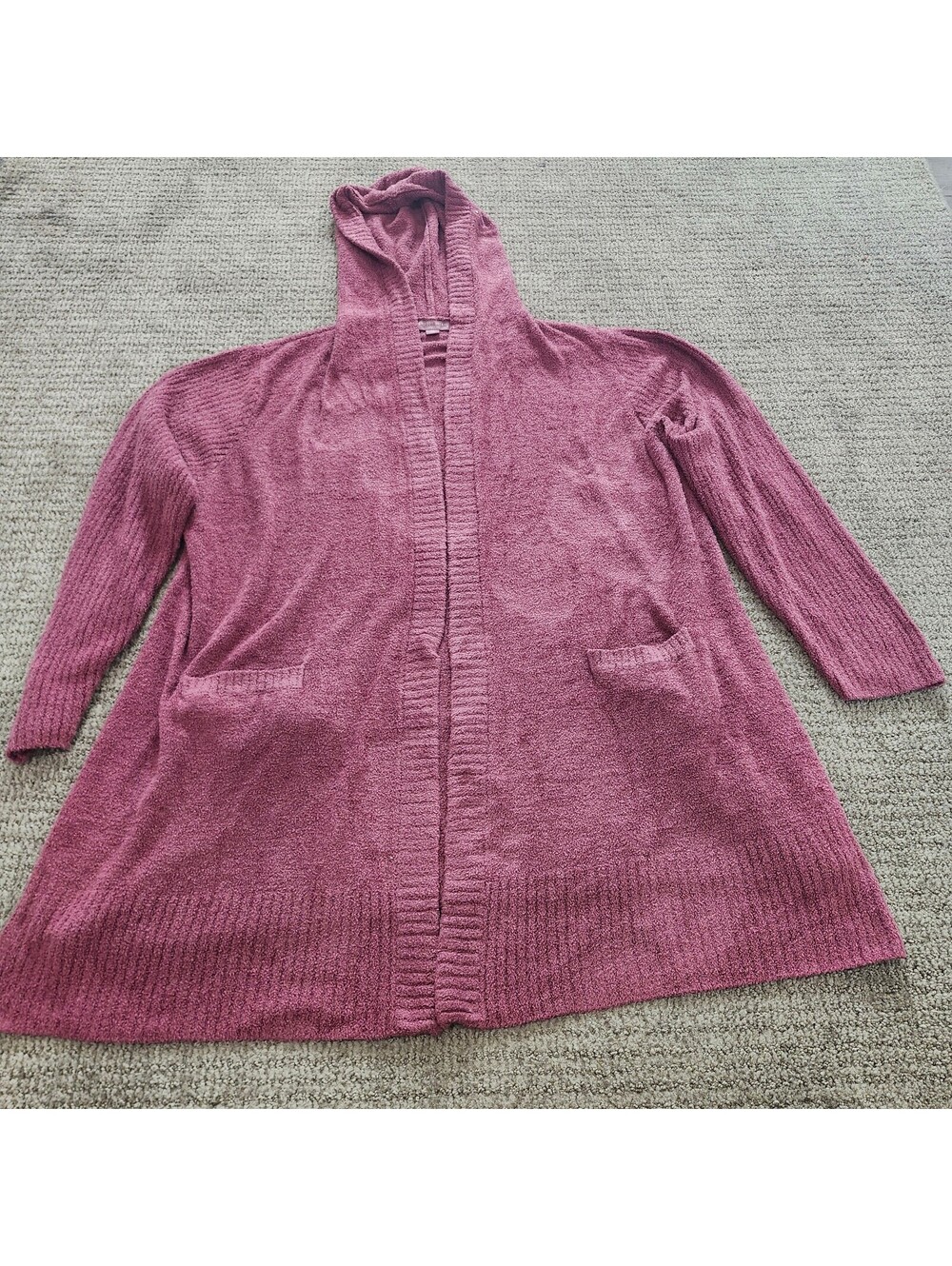 Barefoot Dreams CozyChic Lite Hooded Cardigan 3X Dusty Rose With Pockets